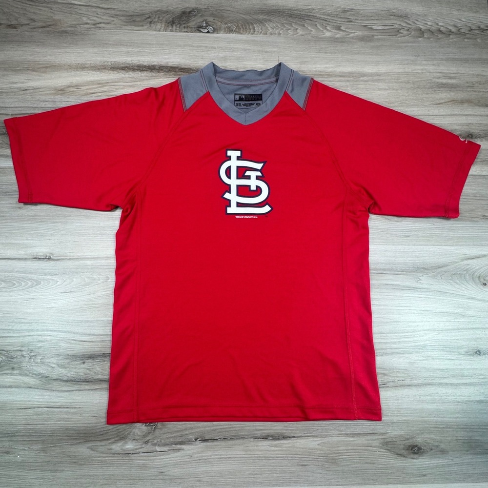 True Fan St Louis Cardinals MLB Performance Shirt Mens Medium‎ Red V-Neck 24375